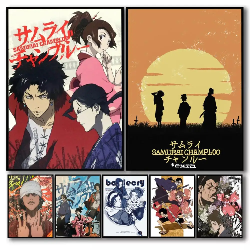 Pintura de caligrafía HD, lienzo impermeable, póster artístico para pared, decoración para el hogar, regalo, Samurai Champloo