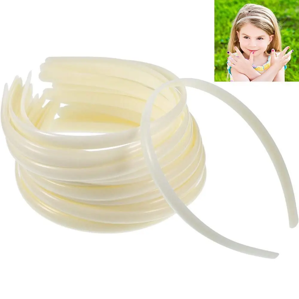 

10Pcs Fashion White Plastic Hair Band Headband Girl Hair Accessories Plain Lady No Teeth Hairband