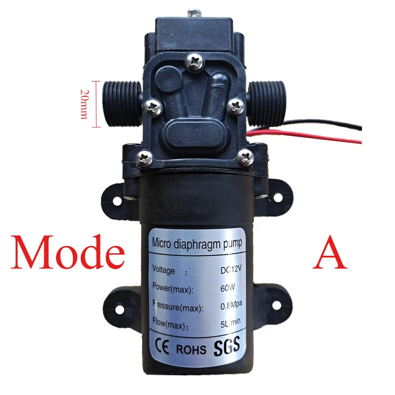 DC 12V 60W Spray Pressure Water Pump Intelligent Diaphragm Voltage Boost Return Diaphragm Pump Water Transportation Car Washing