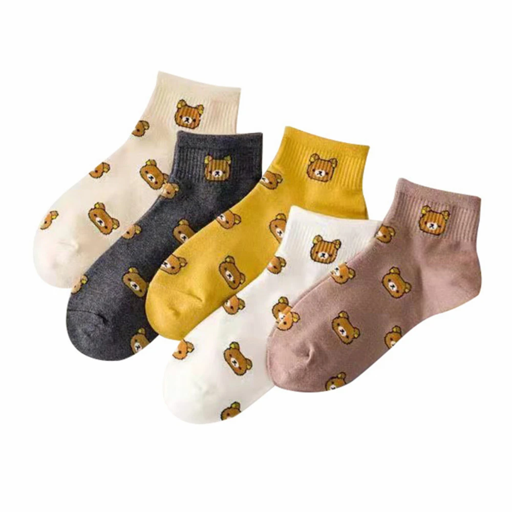 New Women's Fashion Summer Cute Cartoon Bear Short Ankle Socks Girls' Animal Breathable Sokken Dropship