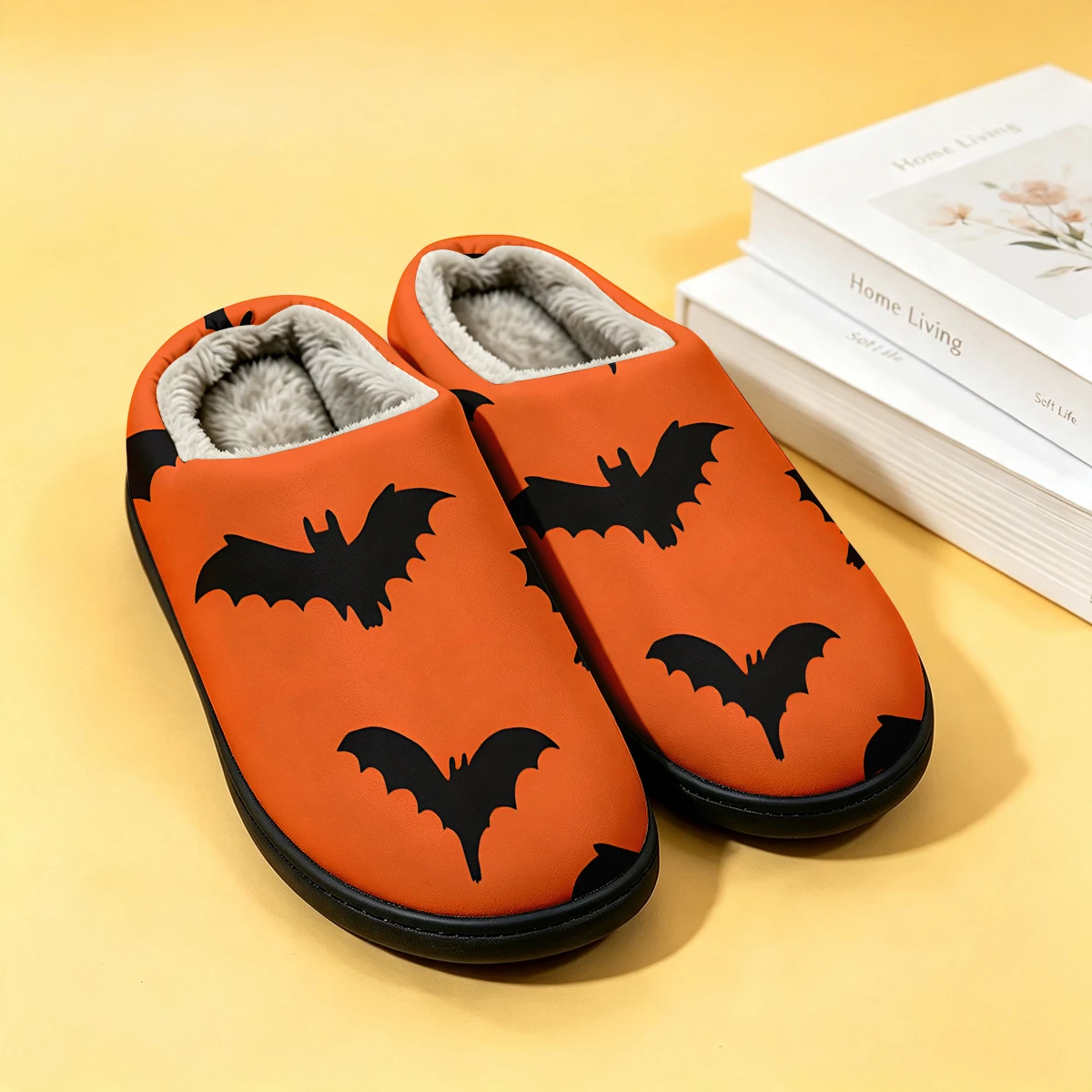 オレンジ色のコウモリ耳付き女性用冬用高級コットンスリッパ、室 - Men Shoes Winter のレビューと価格