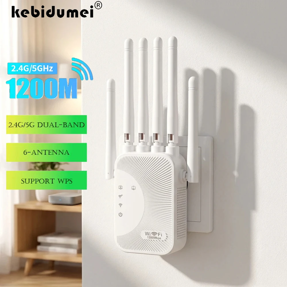 

Усилитель Wi-Fi сигнала 1200 Мбит/с, двухдиапазонный (2.4G/5G), ретранслятор, расширитель беспроводного сигнала, маршрутизатор, усилитель сигнала дальнего действия для дома