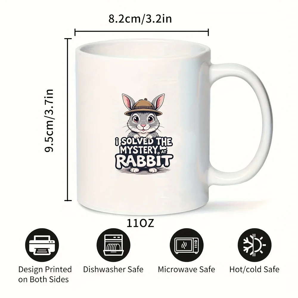 Taza de conejo de Detective, taza de dibujos animados de 11OZ, regalo creativo para niños, taza de oficina de Navidad, taza de bebida para el hogar