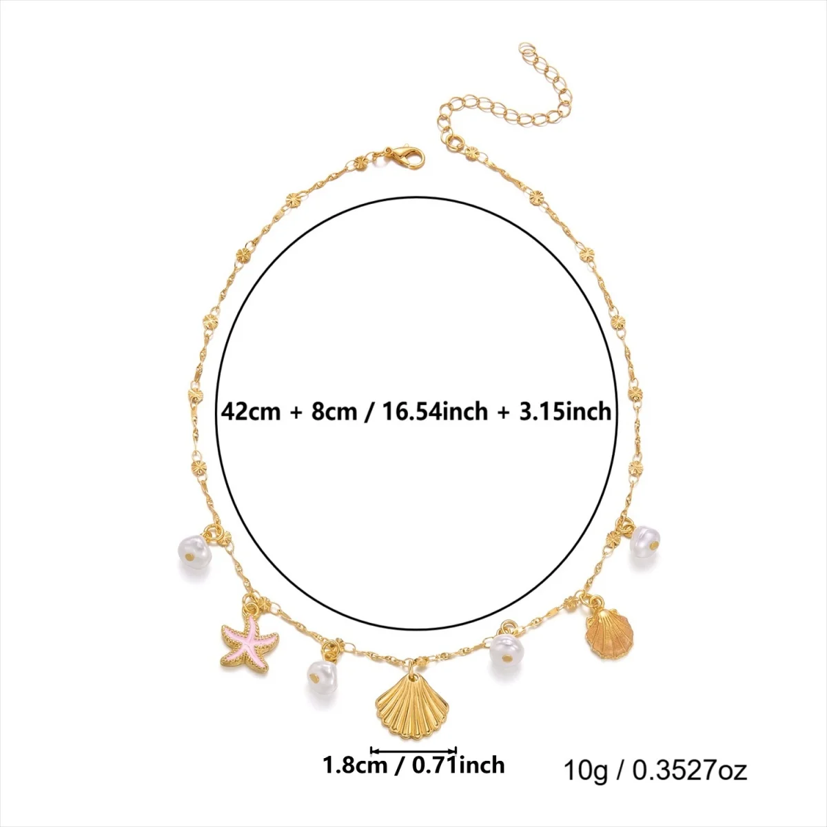 Sommerliche Halskette mit Imitationsperlen, Seestern- und Muschelanhänger für Damen und Herren, Bohemian Fischschwanz-Ozean-Strand-Choker, Urlaubs- und Party-Schmuck – Detail 18