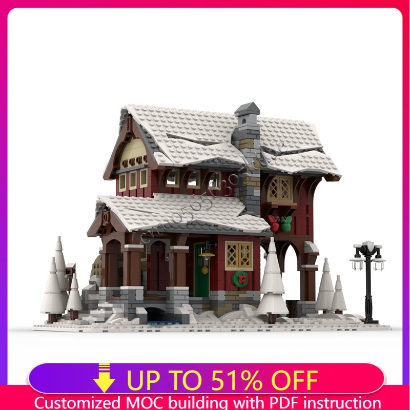 

Новые 1487, детали MOC, хит продаж, креативные строительные блоки, зимняя деревня, сидр, мельница, сделай сам, сборочный набор игрушек для детей, подарки на день рождения