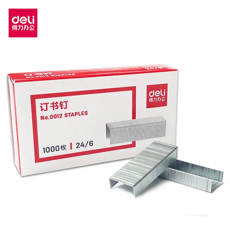 Deli Silver Metal Staples Box, 24/6, No.12, Grampeador, Grampeador, Grampeador, Escola, Material de Escritório, Estudante, Papelaria, Negócios, Ferramenta de Encadernação, 1000Pcs, Caixa