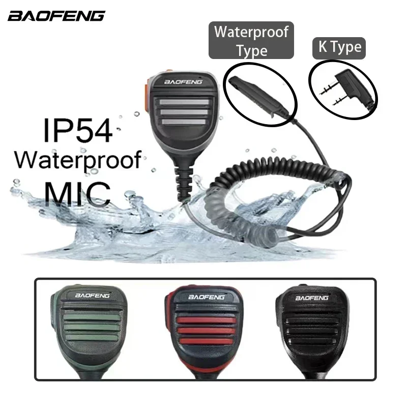 Baofeng UV-13Pro Waterproof  Microphone Shoulder Speaker UV-9R PRO 2 Pins for Walkie UV-5R/UV-82/UV-16/TH UV8000D Two Way Radio