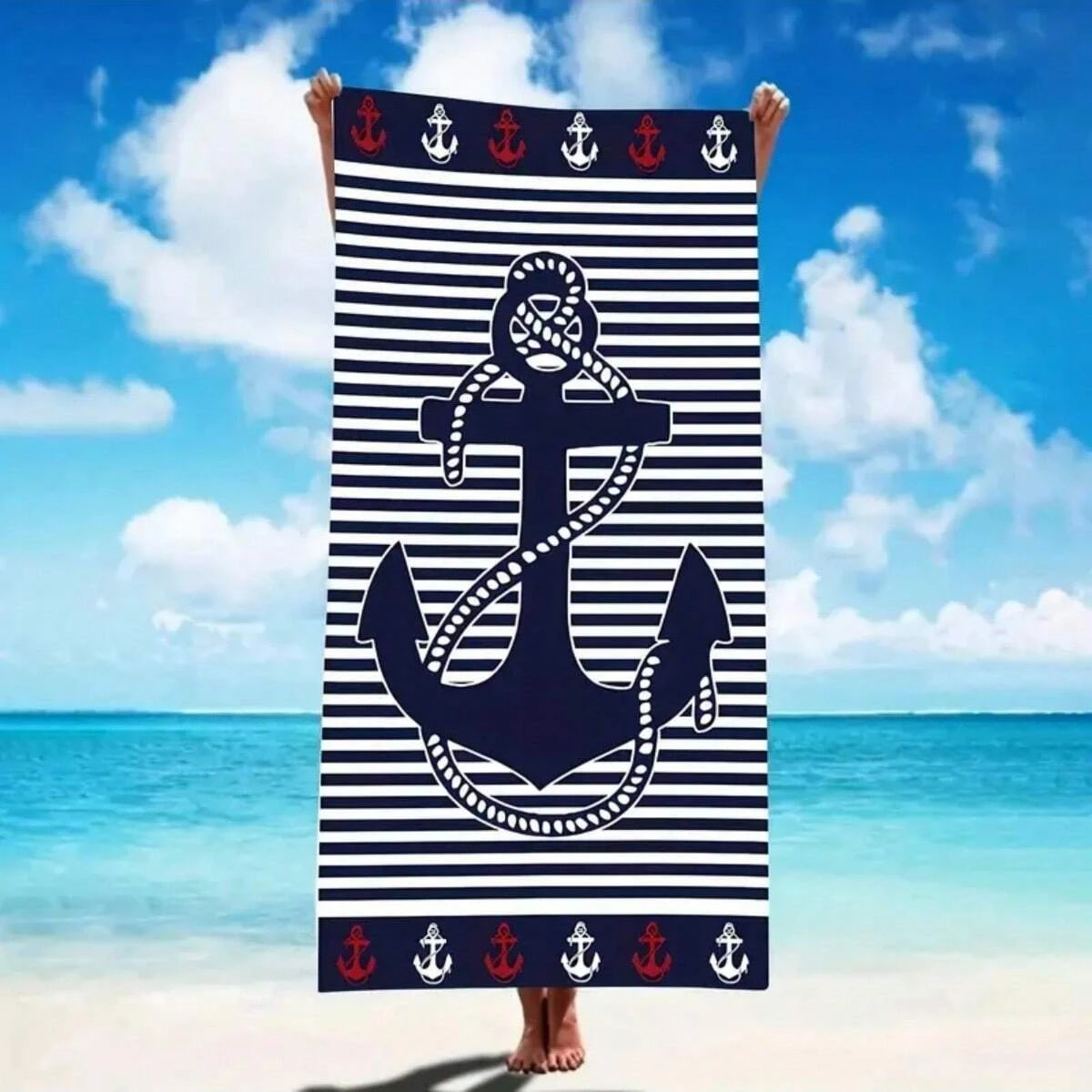 Large Modern Square Ultra-Soft Absorbent Lightweight Quick-Drying Anti-UV Beach Towel For Shower, Swimming Pool, Camping, Travel