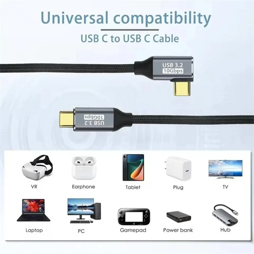 100W PD 5A USB C 3.1 Gen2 Male to Female Extension Cable 90 Degree Angle 10Gbps Data Transfer Fast Charging Extender Cord Cables - view 3