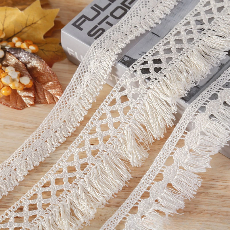 2024 Fringe for Curtains Lace Hemline Bohemia Curtain Decoration Beige Sewing Accessories Cotton Lace  African Fabric Hemline