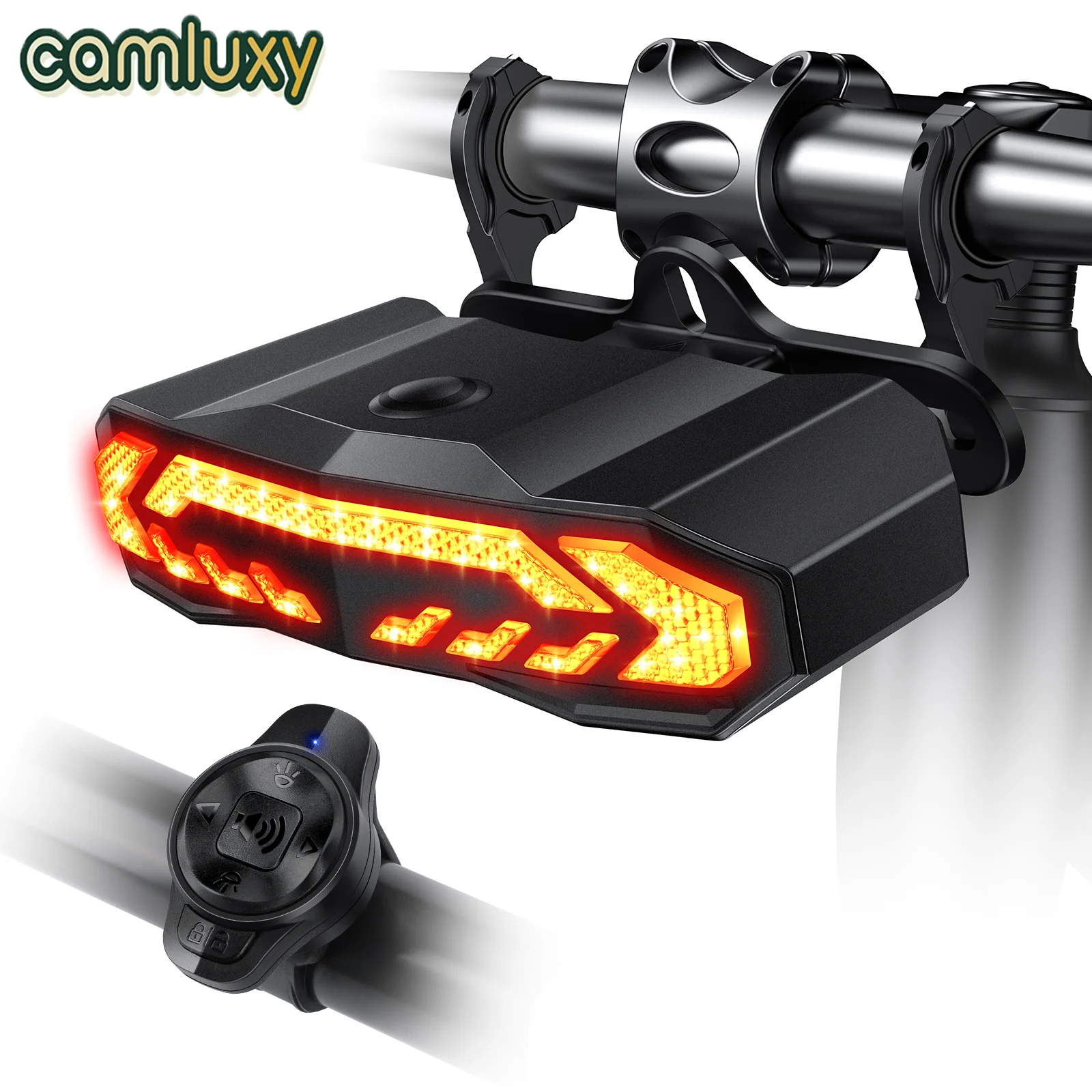 Camluxy 110dB Smart Bike Lights with Turn Signals USB Rechargeable Bike Headlight & Bike Horn for Mountain Bike Ebike Safety