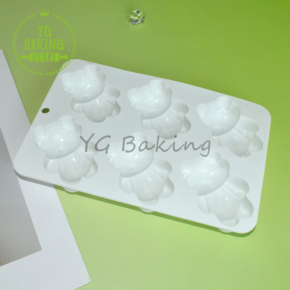 Dorica 6 Hole Baby Bear Chocolate Silicone Mousse Mold DIY Dessert Biscuit Mould Valentine\'s Day Cake Decorating Tools Bakeware