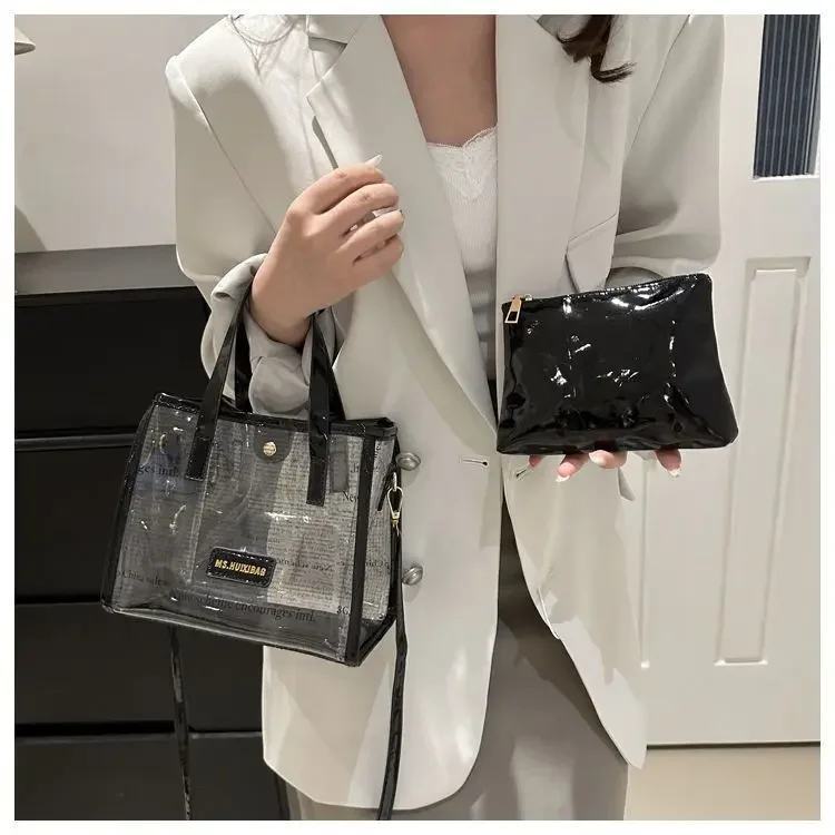 

New Fashionable Transparent Jelly Bag Versatile Commuting Shoulder Bag Minimalist Tote Bag Unique Design High Appearance Handbag