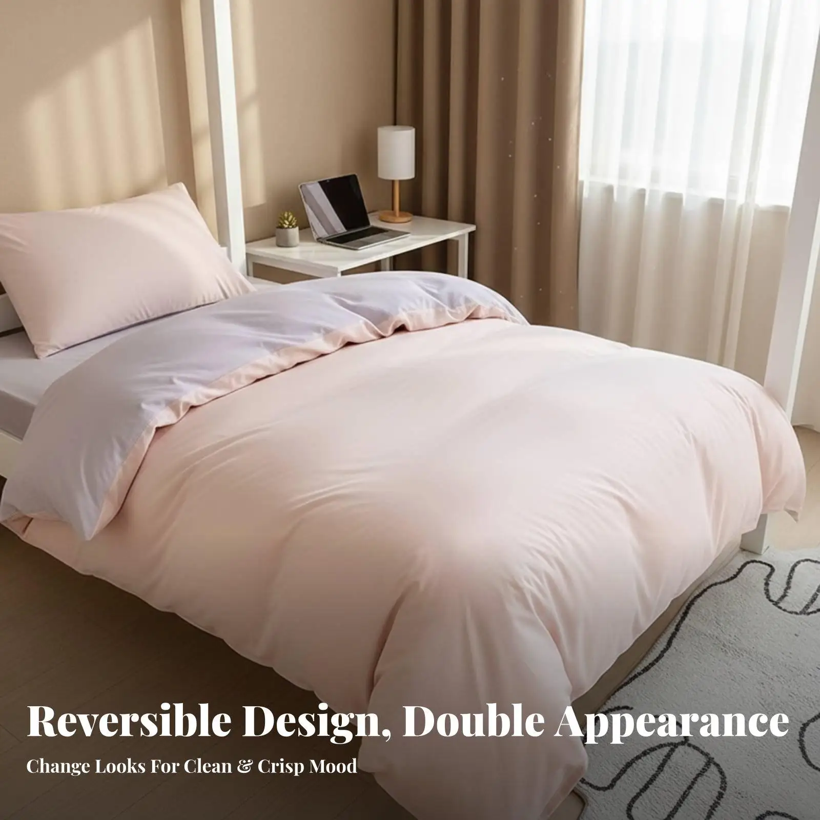 Single Bed Cotton Duvet Cover Set Complete 6 Piece Bed in a Bag with Pillow Insert for College Dorm Room