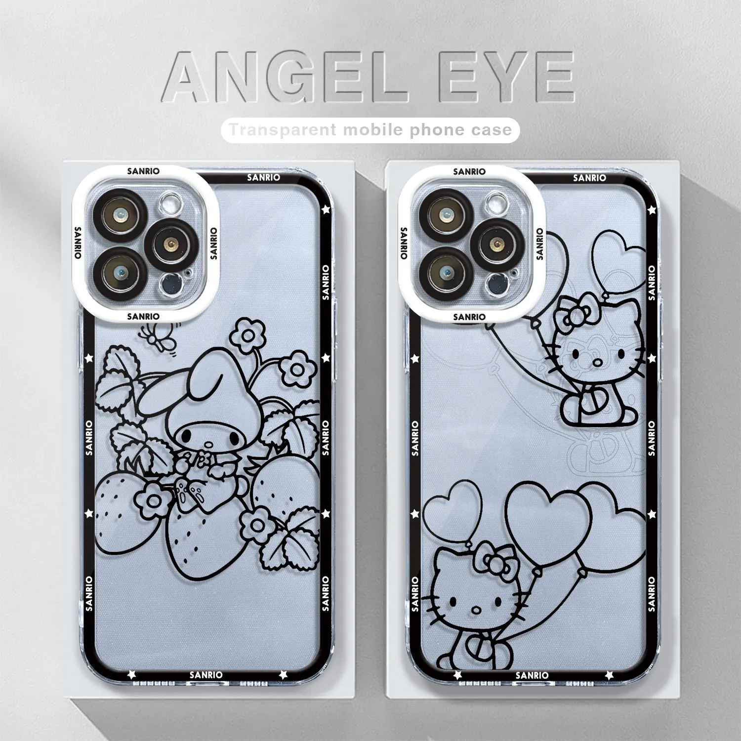 Melody Kuromi Cute Cartoo Case for iPhone 15 14 Pro Max 13 12 11 XR XS X 8 7 6 6S Plus SE 2020 Clear Soft Fundas