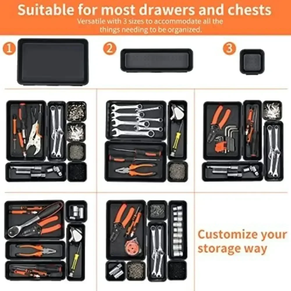 Imagem -03 - Tool Box Organizer Hardware Tray Divisores Grupo Workbench Cabinet Bins Ferramenta Chest Drawer Diversos Armazenamento Garagem Ferramenta Bandeja Pcs 16 Pcs