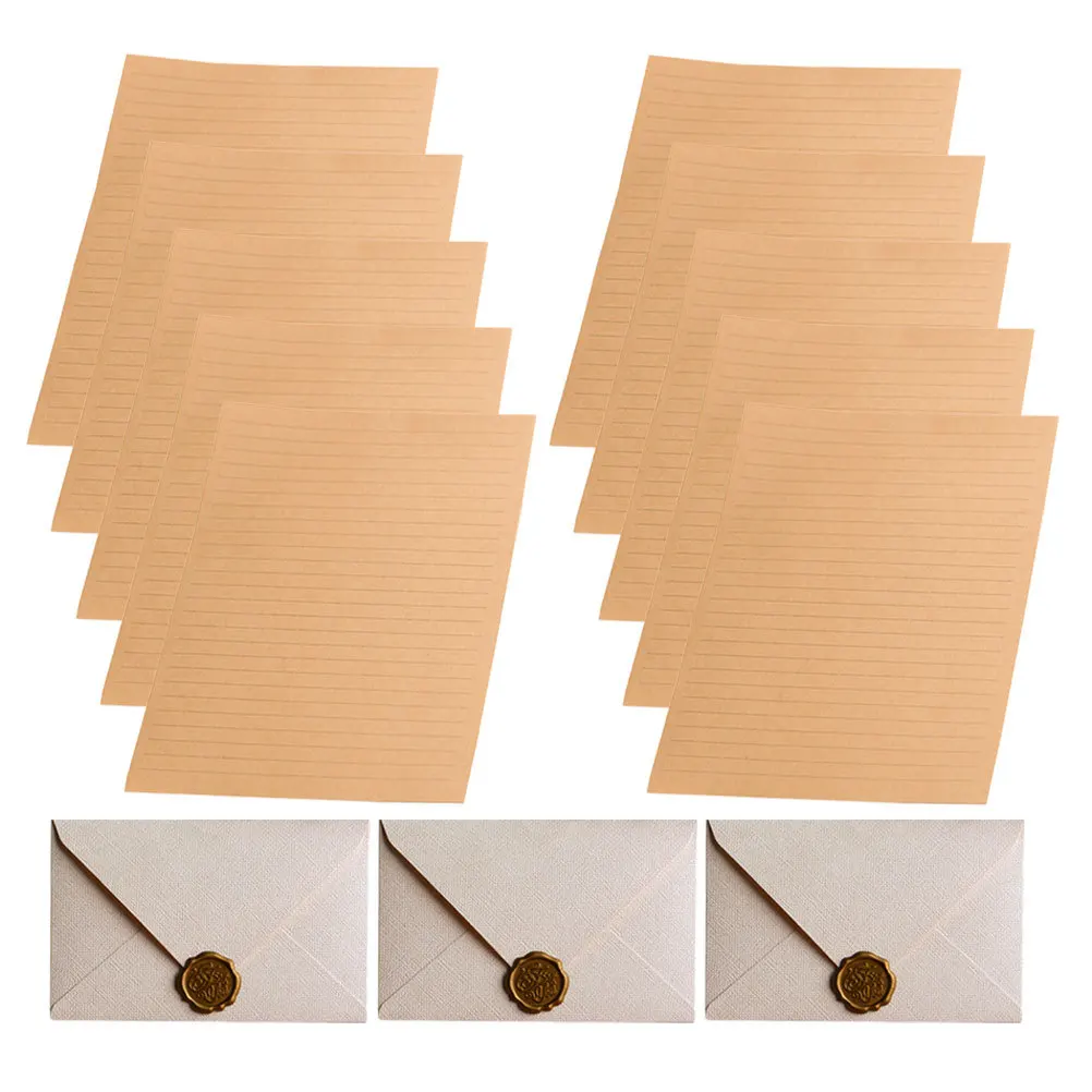 

1Set Retro Letter Paper and Envelope Set Thin Portable Writing Stationery for Blessing Cards Money Storage Party Wedding