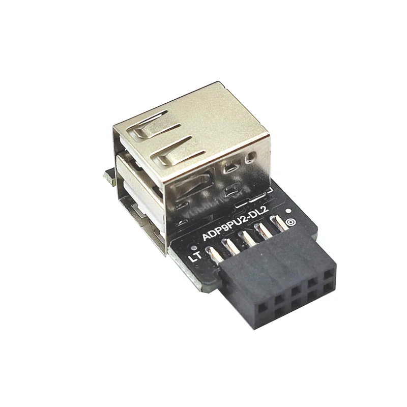 Conector Riser hembra de 9 pines a 2 puertos USB2.0 tipo A hembra, adaptador de 9 pines a USB para dispositivo USB, conector USB, placa base interna
