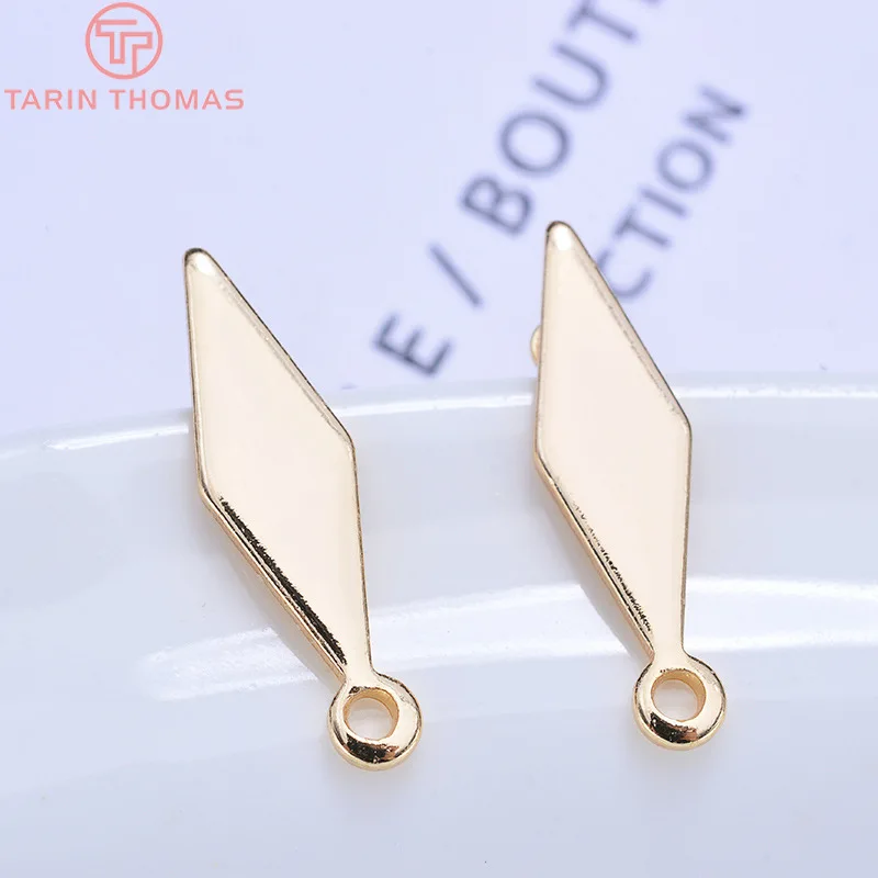 (2014) 10PCS 4.5x17.5MM 24K Gold Color Brass Long rhombic rhombus simple earrings Pins High Quality Diy Jewelry Accessories
