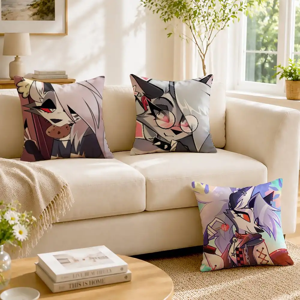 CUTE L-Loona H-Helluva Boss Customizable Square Pillow case Double Sided Print Sofa Bedroom Decor Cushion Cover