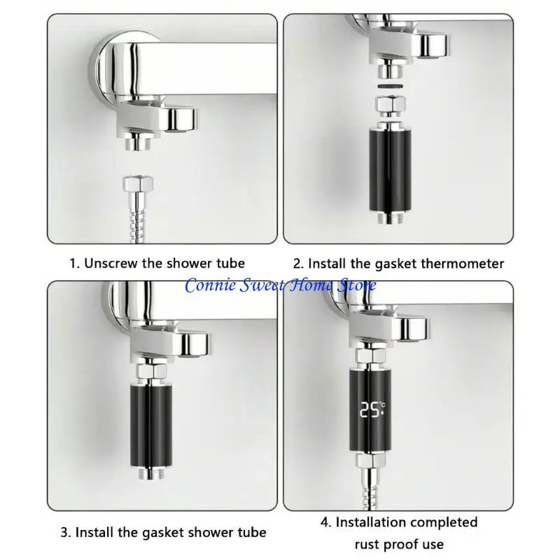 LXAF Pantalla LED Termómetros Energía Agua Monitor Temperatura Ducha Fácil Instalar