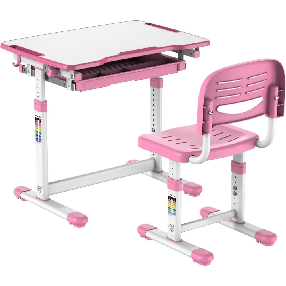 

Kids Desk and Chair Set, Height Adjustable Sturdy, Girl Desk, Kids Art Desk, Kids Study Desk and Chair Set