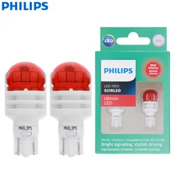 Philips LED 921 T16 T15 W16W Ultinon Red Color Car Exterior Turn Signaling Bulbs LED Brake Stop Rear Fog Lamps 921RULRX2, Pair