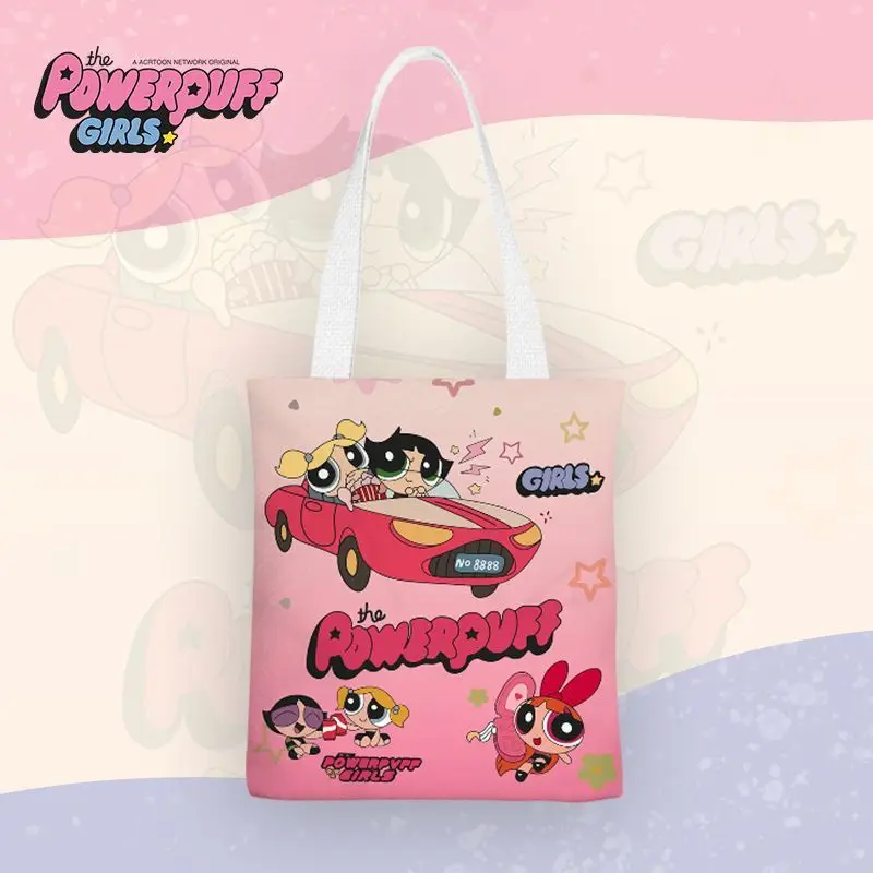 Powerpuff Girls Kawaii Cartoon Anime Ins Small Fresh Canvas Bag Women's Single Shoulder Simple Student Bag Women's New Style