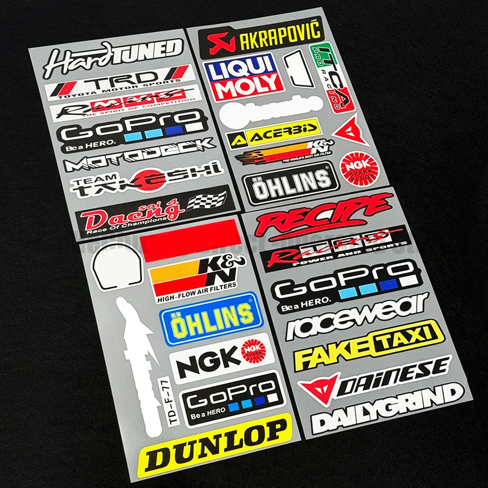 

Racing Sponsor Style Decals Kit Waterproof Reflective Vinyl Stickers for Auto Motorcycle Scooter Helmet Bike DIY Decoration