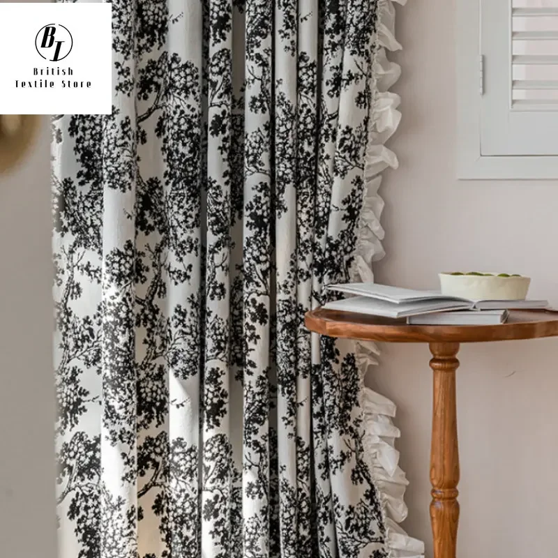 

French American Style Lace Curtains for Living Room Bedroom Dining Luxury Retro Thickened Chenille Jacquard Window Drapes Custom