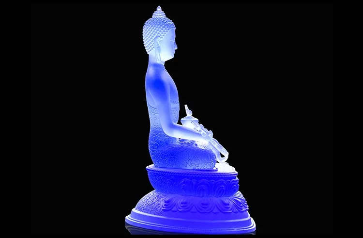 Ancient glass pharmacist Buddha ornaments home worship home Buddhist temple living room crafts temple supplies.