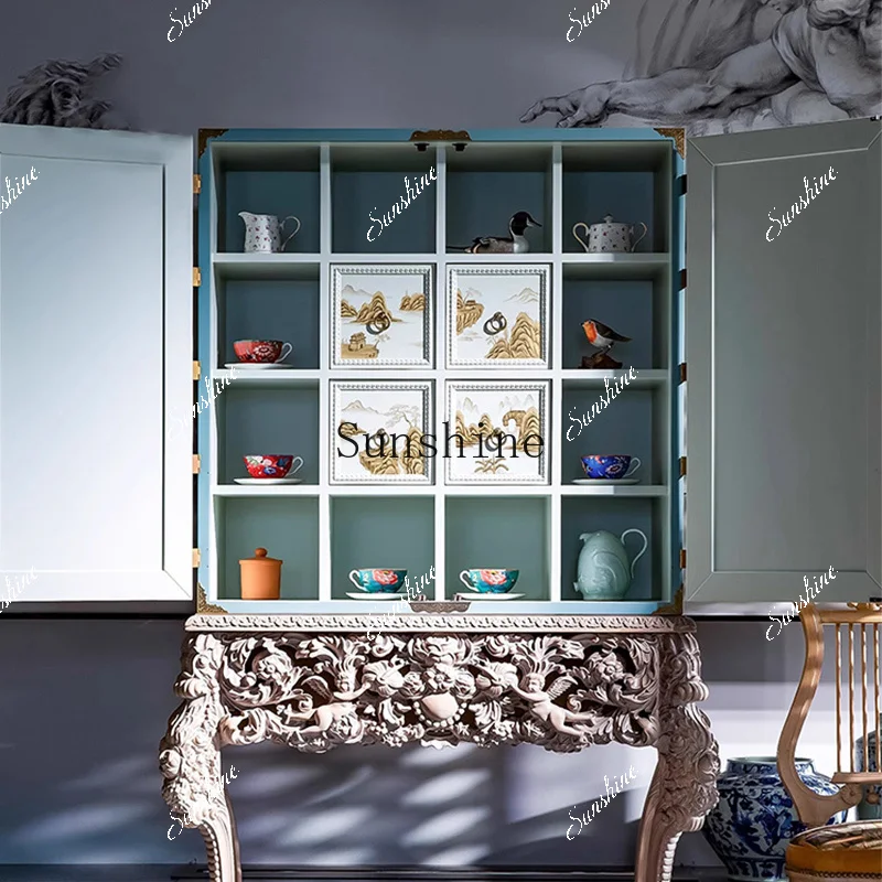 French court art painted wine cabinet high sense retro home living room solid wood
