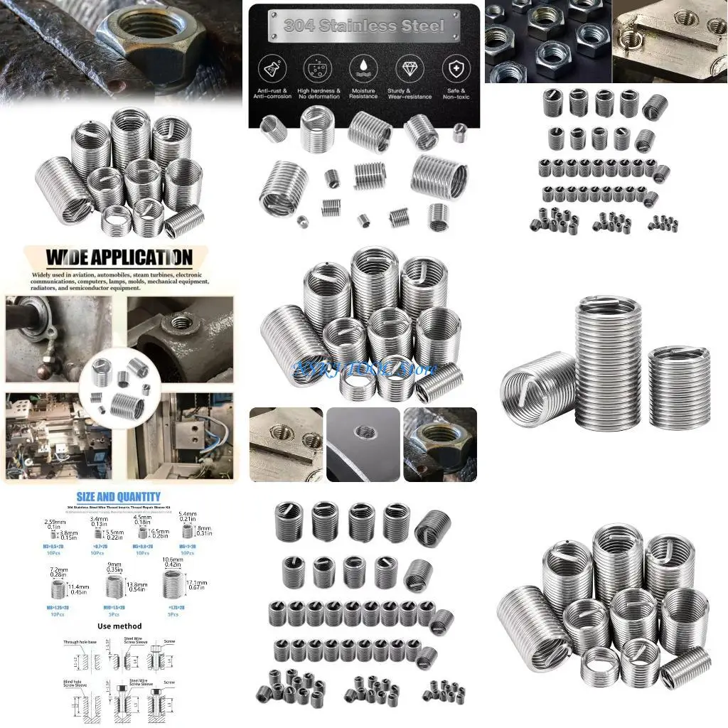 

L8RC 7Size Metal Screw Sleeves 3mm To 12mm Wire Screw Insert For Bolted Connection