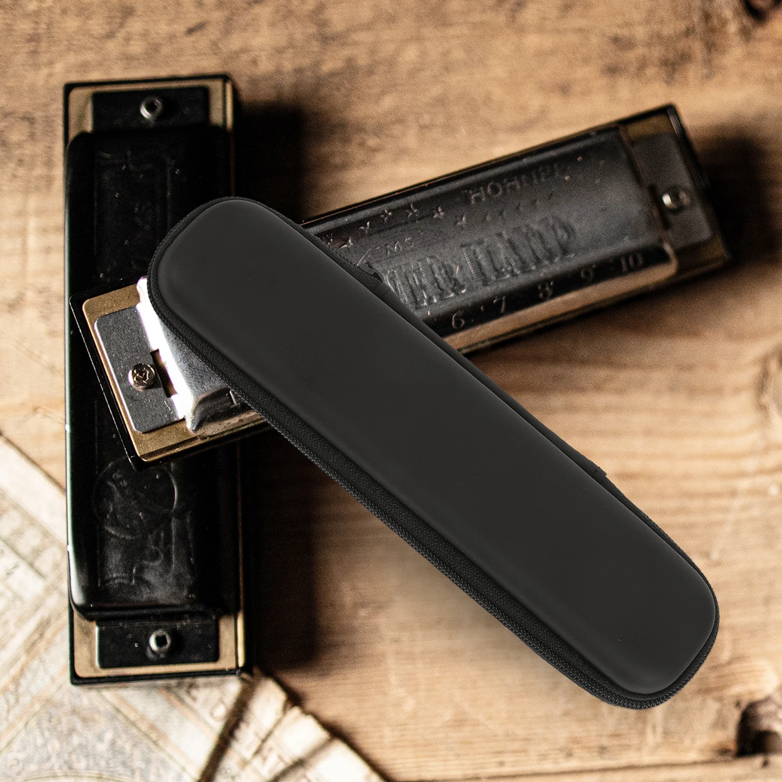 

2Pcs Harmonica Case Wear-Resistant Drop-Resistant Fine Workmanship Zipper Closure for Safe Storage Harmonica Case