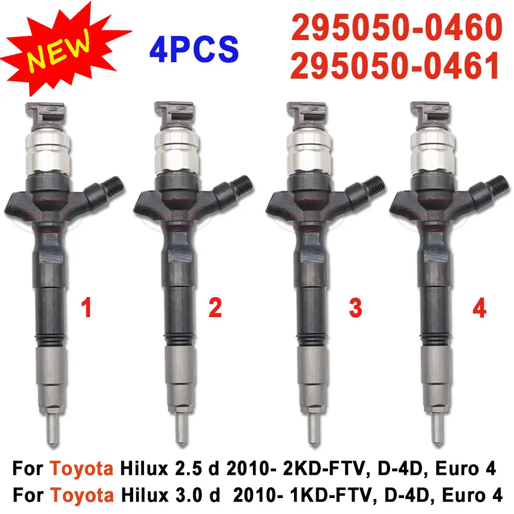 

4PCS Diesel Fuel Injector For Toyota Hilux 1KD 2KD 2.5 d 23670-30400 295050-0460 295050-0461 DCRI300460 2367009350 2367039365