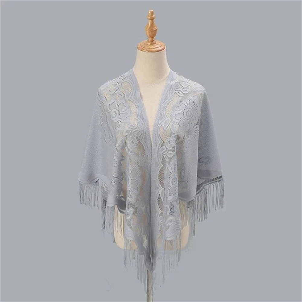 Elegant Evening Dresses Shawls Female Tassels Bridal Bridesmaid Scarf Party Wedding Pareos Butterfly Stoles Lace Triangle Tippet