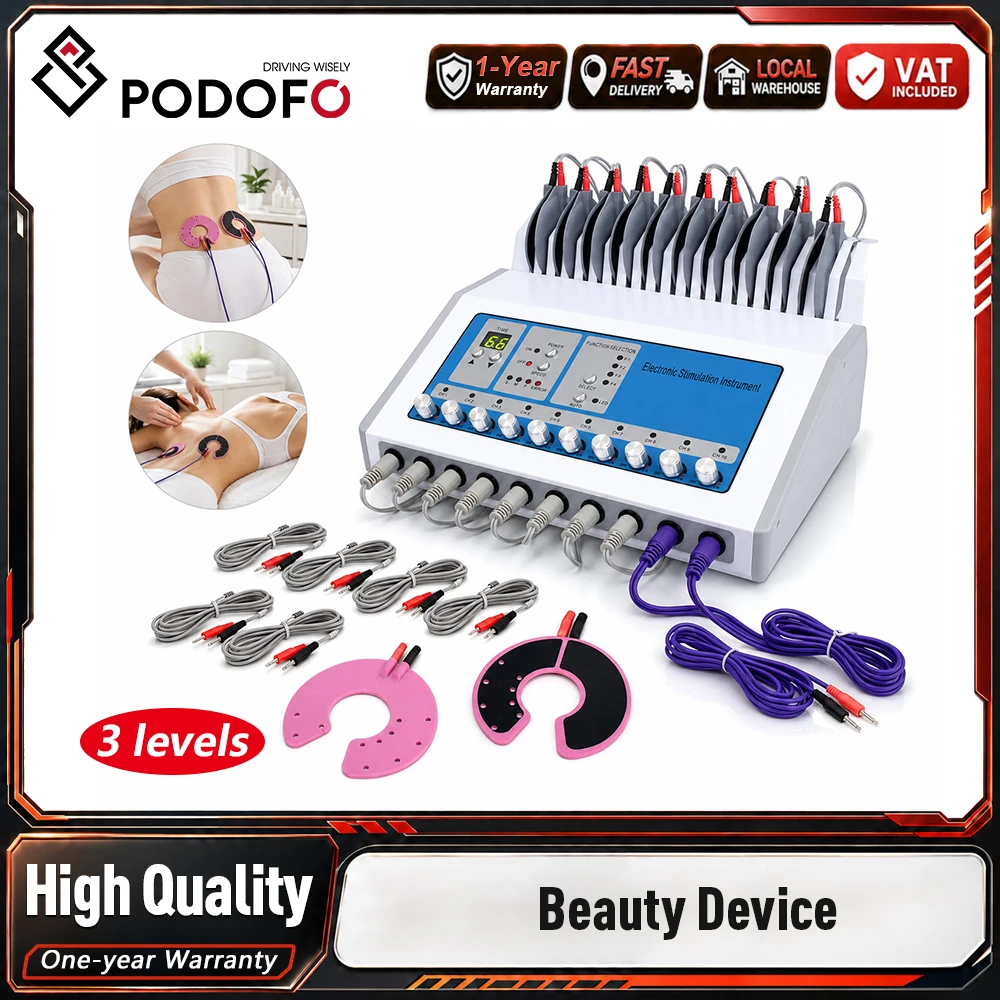 Stimulateur électrique pour la perte de poids Podofo, machine de remodelage corporel EMS, stimulateur musculaire électrique, appareil de massage pour la réduction de la graisse, 10 canaux, affichage numérique, équipement de beauté pour le remodelage corporel
