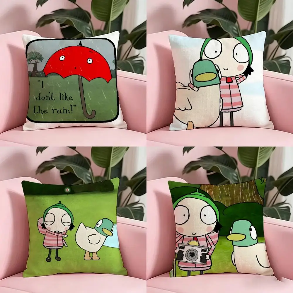 Anime S‑Sarah D‑Duck Cushion Cover Anti-dustmite Pillowcase Invisible zipper silky short plush Sofa cushion cover