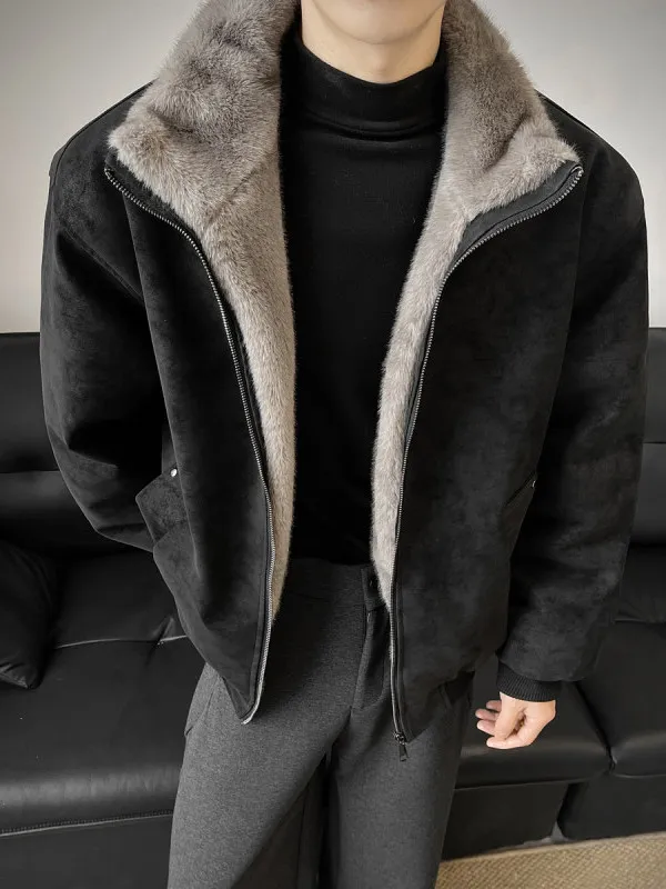 

Зимняя утепленная куртка DSSTUDIO с двухцветным меховым воротником из искусственной кожи и хлопка, мужская и женская, в стиле ретро, теплая верхняя одежда