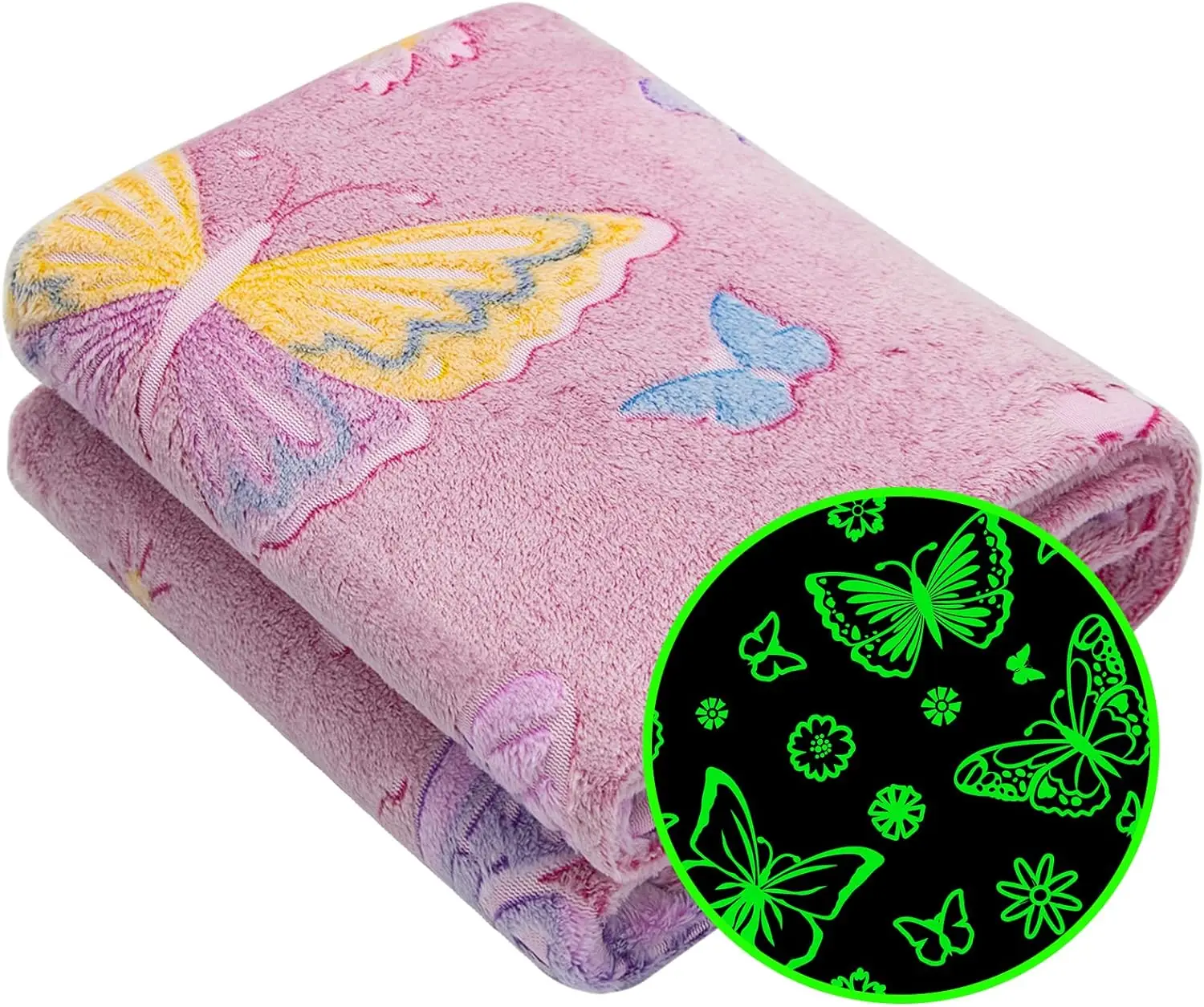 Glow in The Dark Blanket Fuzzy Cozy Warm Soft Throw Blanket for Couch Bed Sofa, Girl Toys Butterfly Blankets for Teens Unique Bi