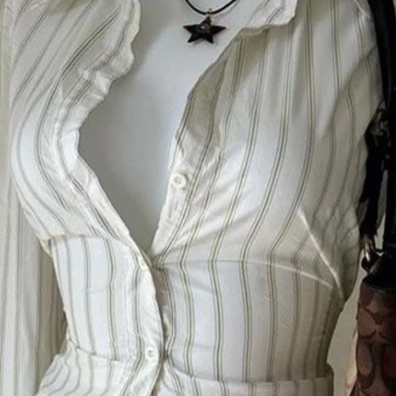 ใหม่Streakพิมพ์สบายๆY2kเสื้อผู้หญิงสุนทรียศาสตร์แฟชั่นแขนยาวเสื้อยืดฤดูร้อนVINTAGE Streetwearเสื้อบาง 2025