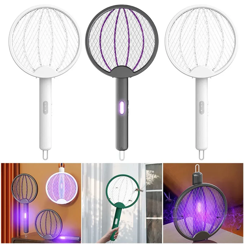 

Складная электрическая мухобойка-ловушка для комаров с LED-лампой-приманкой, безопасное средство для уничтожения насекомых в помещении и на улице, для дома, сада, путешествий
