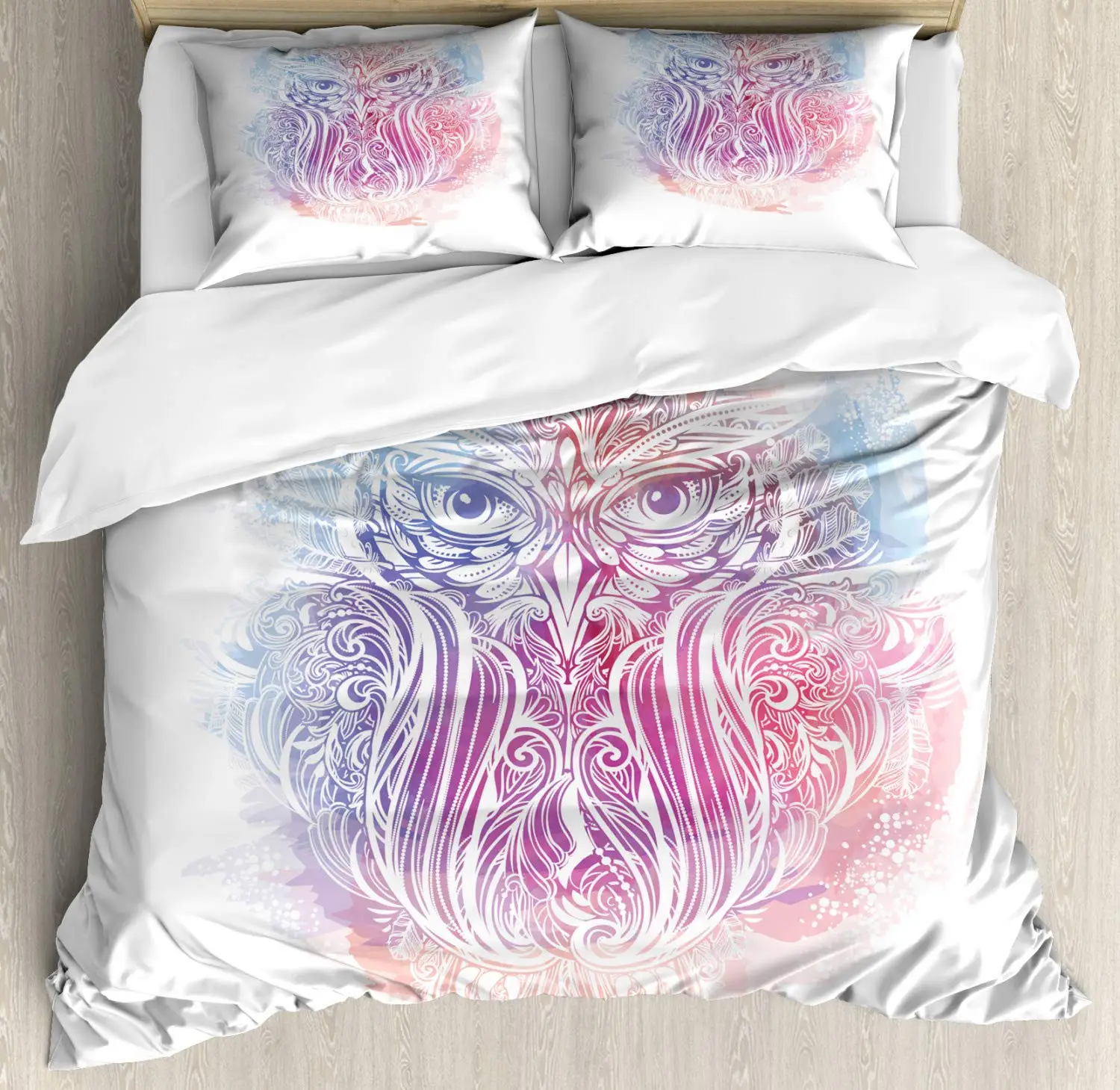 

Owl Duvet Cover Set Woodland Bird Boho Design Decorative Bedding Set Animal Style Polyester Single Queen Size Comforter Cover