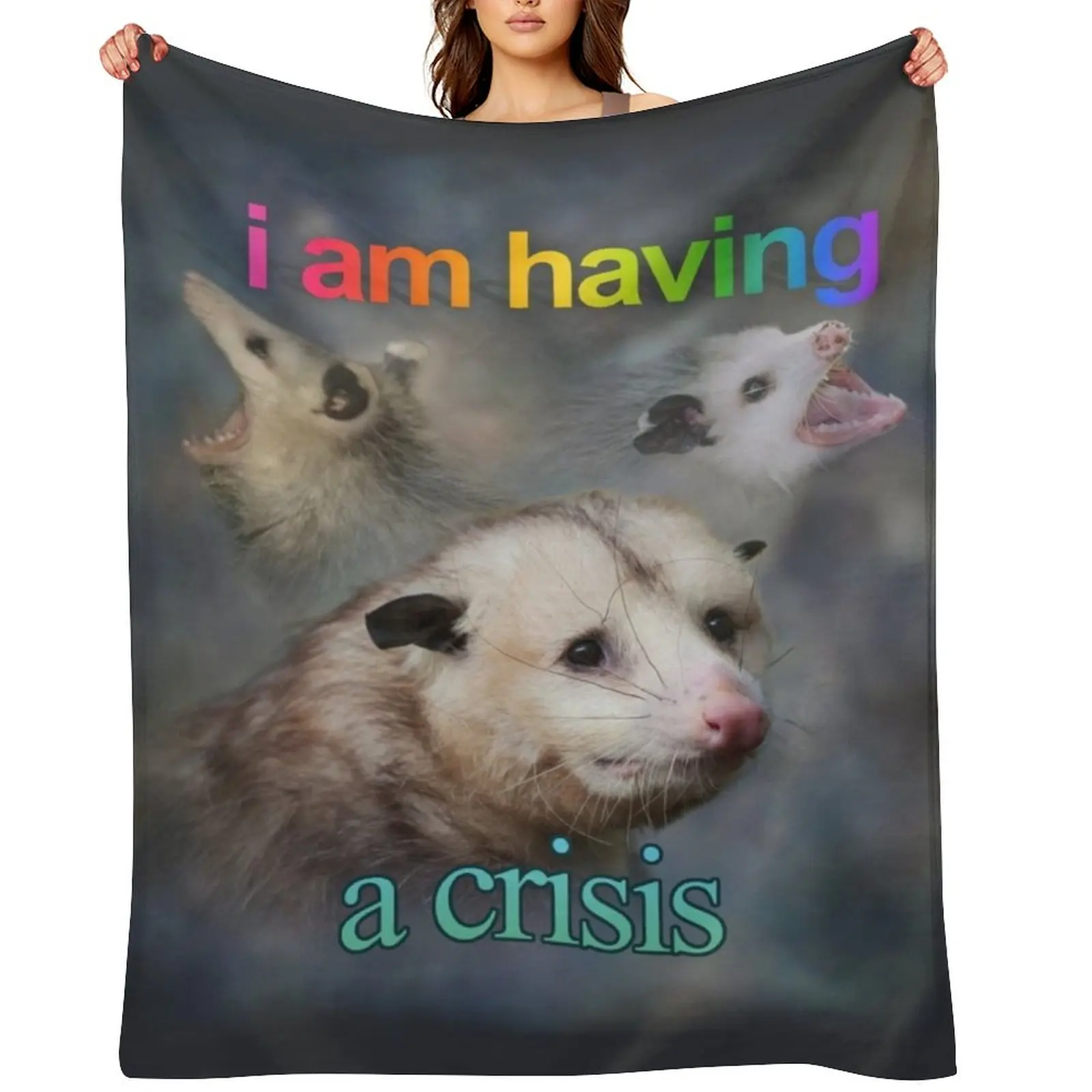 

I am having a crisis possum word art Throw Blanket Flannels Beautifuls Luxury Throw Sofa Blankets
