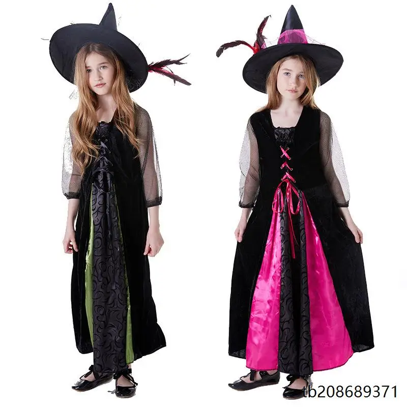 Loween Costume de sorcière Robe d'elfe Performance eup Dance Par Tenue de sorcière rouge pour femme Cape de fée Tenue de sorcier magique