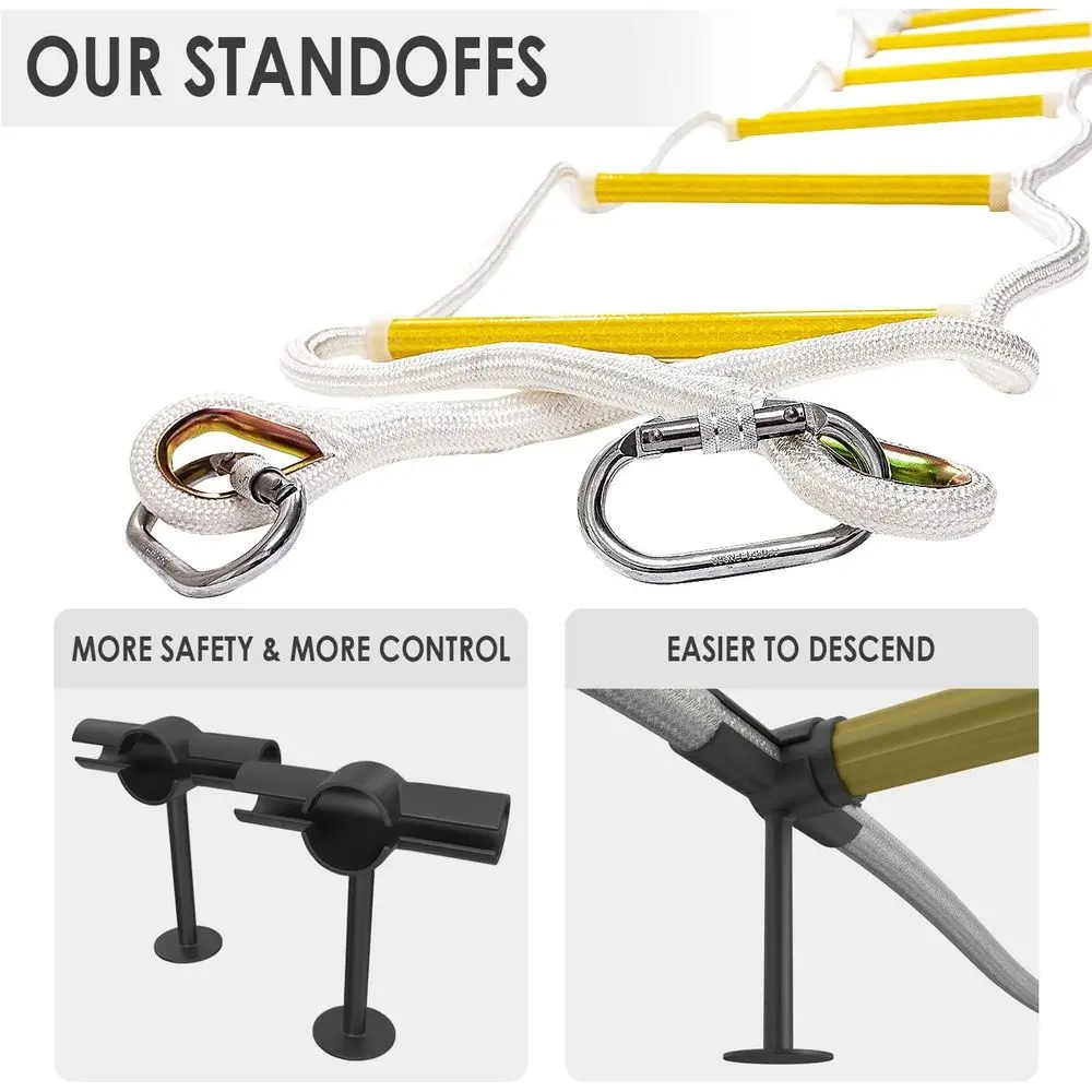 Compact Flame-Resistant 2-Story Safety Ladder, 16ft, 2000 lb Capacity, with Stabilizers