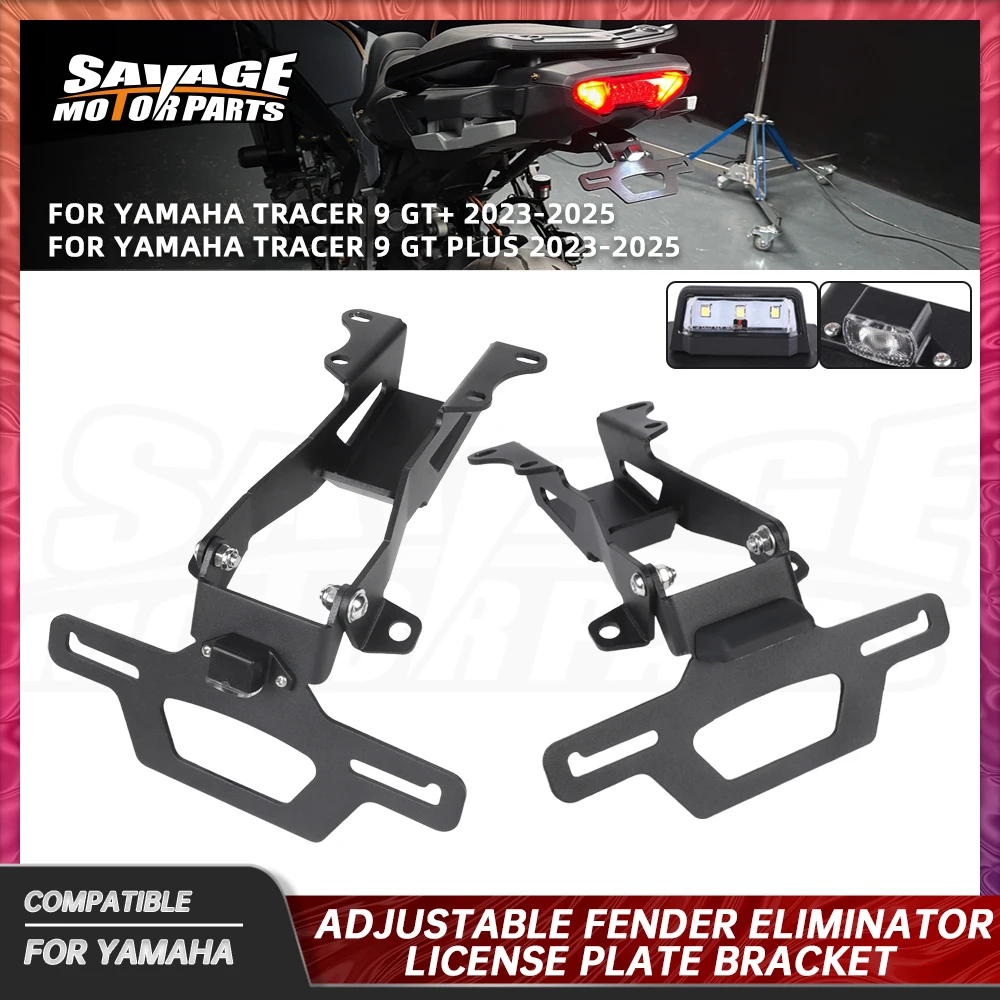 

9GT+ 2025 Folding License Plate Bracket For Yamaha Tracer 9 GT Plus 2023 Adjustable Tail Bracket LED Light Fender Eliminator