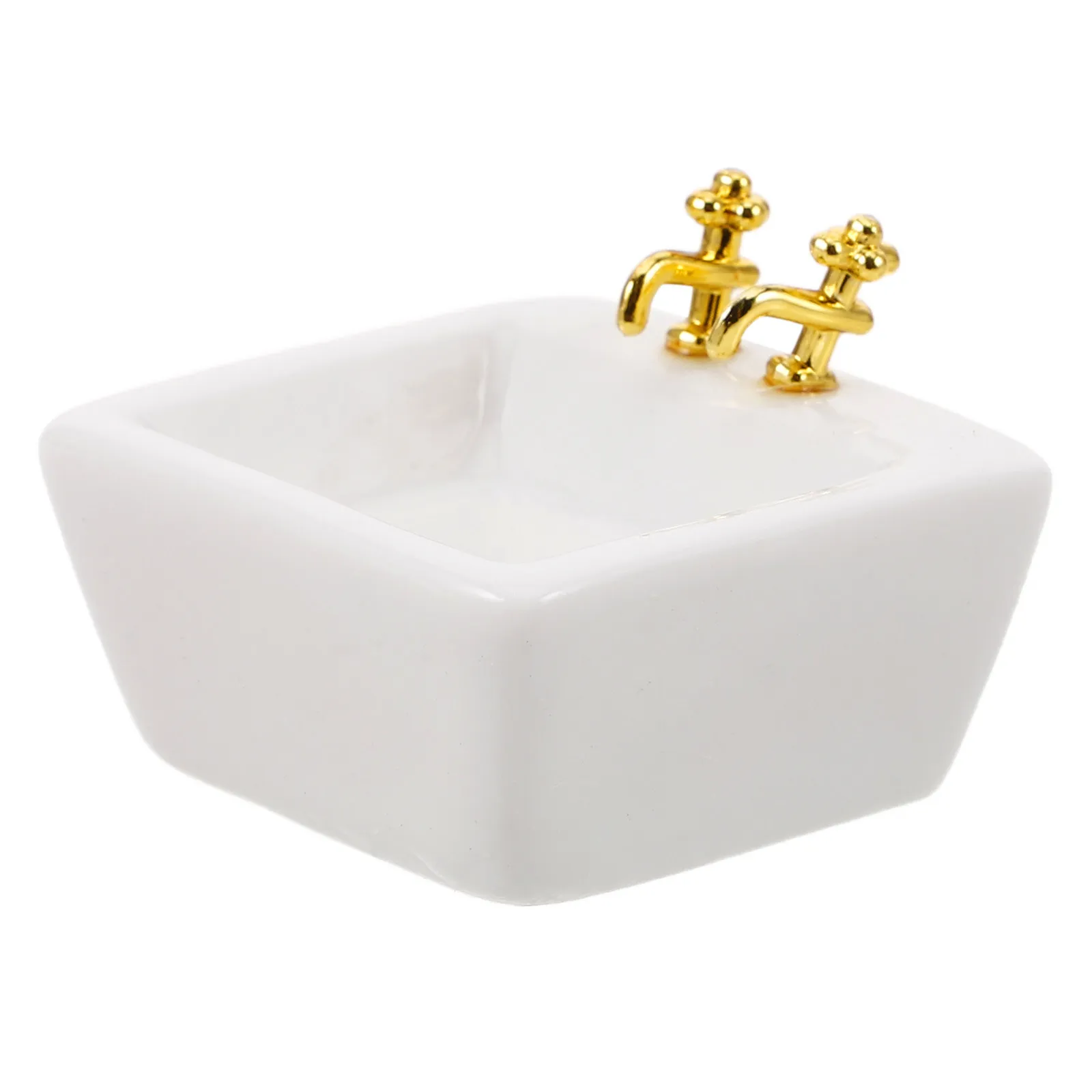 1:12 Scale Dollhouse Wash Basin White Miniature Ceramic Round Bathroom Sink Realistic Hand Washing Sink Accessories