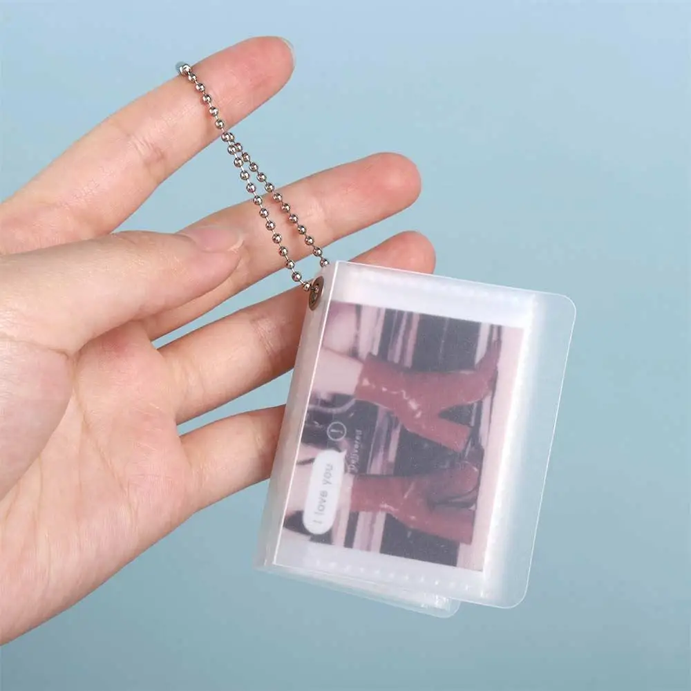 Cute 2/3 inch Frosted cover Photo Collection Card Holder Memory Gift Bag Pendant Album Key Ring Key Chain Photo Album