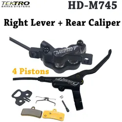 TEKTRO HD-M745 MTB Hydraulic Disc Brakes 4 Piston Mountain Bike Disc Brake Right Lever Rear Caliper
